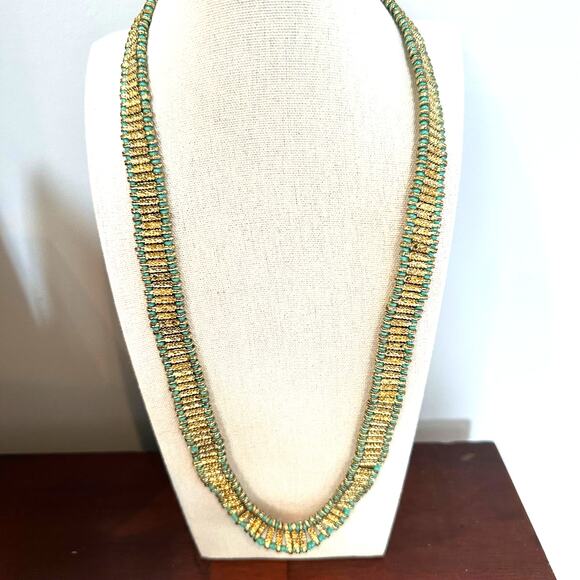 House of Tuhina Made in India Gold Green Necklace Heavy Statement Ethnic Exotic - Picture 2 of 13